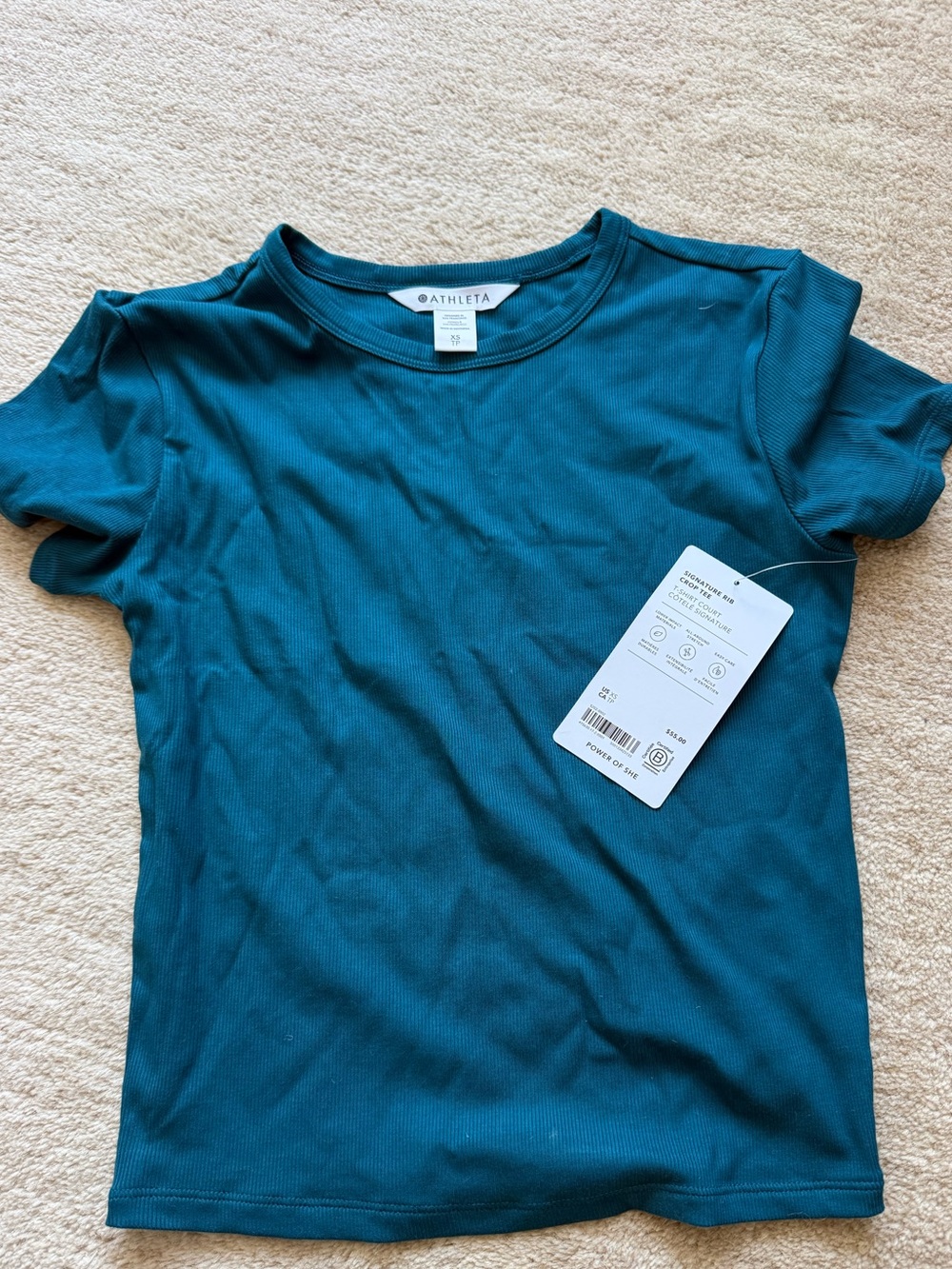 Athleta Teal Ribbed Short Sleeve Tee XS